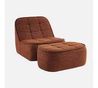 sweeek - Chauffeuse Bouclette texturée 1 Place + Repose Pieds Terracotta L 93 x P 104 x H 85cm - Boni