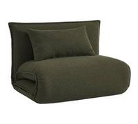 sweeek - Chauffeuse Convertible 1 Place en Bouclette texturée Kaki L 99 x P 80 x H 66 cm - Fleeep