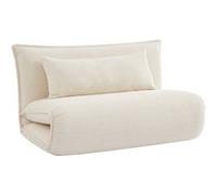 sweeek - Chauffeuse Convertible 2 Places en Bouclette texturée Blanc cassé L 120 x P 80 x H 66 cm - Fleeep