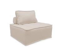 Chauffeuse pour canapé modulable tissu capitonné crème avec un coussin