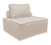 Chauffeuse pour canapé modulable tissu capitonné crème avec un coussin