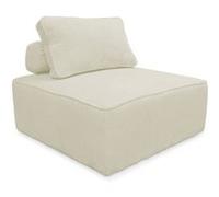 Chauffeuse pour canapé modulable velours côtelé crème avec un coussin