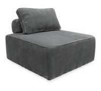 sweeek - Chauffeuse pour canapé modulable Velours côtelé Gris avec Un Coussin