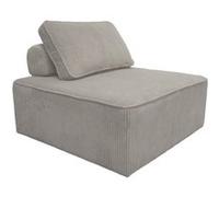 Chauffeuse pour canapé modulable velours côtelé gris clair avec un coussin