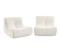 sweeek - Chauffeuse Velours côtelé 2 Places crème L 91 x P 105 x H 72 cm - SOKOL