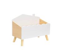 sweeek - Coffre à Jouets Enfant Effet Bois. Blanc. L 58 x P 28 x H 44.5 cm