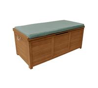 sweeek - Coffre de jardin 200L en bois - Caja kaki - 125x60cm rangement coussins avec 2 vérins et poignées