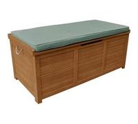 Coffre de jardin 200L en bois - Caja kaki - 125x60cm rangement coussins avec 2 vérins et poignées