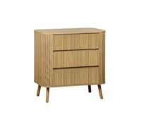 sweeek - Commode 3 tiroirs. décor strié Naturel. L 80x P 45 H 80cm