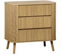 sweeek Commode 3 tiroirs décor strié naturel L 80x P 45 H 80cm Naturel