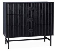 sweeek - Commode 3 tiroirs Effet Bois rainuré Noir BAZALT