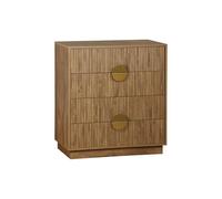 sweeek | Commode 4 tiroirs effet bois de manguier rainuré poignées en métal doré L80 x P40 x H85cm Manguier G