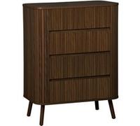 sweeek | Commode 4 tiroirs décor strié noyer L 80x P 45 H 100cm G