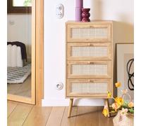 sweeek - Commode chiffonnier 4 tiroirs décor Bois et cannage