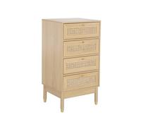 sweeek - Commode chiffonnier décor Bois et cannage 4 tiroirs Teinte Naturelle - 50 x 40 x 96 cm - Judith