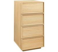 Commode chiffonnier naturel 4 tiroirs effet bois - L 48 x P 43 x H 98.5cm - Kuba