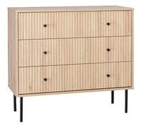 sweeek - Commode contemporaine décor Bois rainuré 3 tiroirs poignées métal Noir