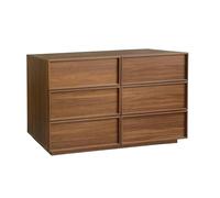 sweeek - Commode de Rangement Effet Bois 6 tiroirs Noyer L 120 x P 43 x H 75cm - Kuba