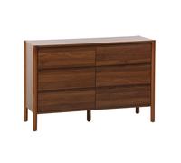 sweeek - Commode décor Bois 6 tiroirs 120cm Noyer - 120 x 42 x 78.5 cm - Harmony