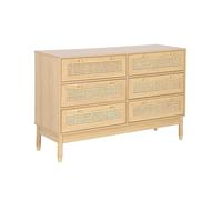sweeek - Commode décor Bois et cannage 6 tiroirs Teinte Naturelle - 53 x 33.5 x 12.5 cm - Judith