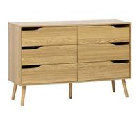sweeek - Commode Effet frêne. 6 tiroirs. Pieds en pin Massif