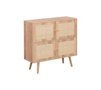 Commode enfant effet bois 4 portes en cannage
