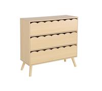 sweeek - Commode Enfant Effet Bois Naturel 3 tiroirs. Pieds Bois de pin - 80 x 30 x 79 cm - Azur