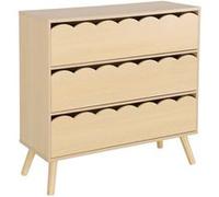 sweeek | Commode enfant effet bois naturel 3 tiroirs pieds bois de pin - 80 x 30 x 79 cm - Azur G