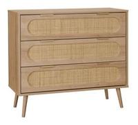 Commode décor bois et cannage arrondi 3 tiroirs Eva