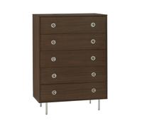 swe ommode Vintage décor Bois et Acier Inoxydable 5 tiroirs Noyer - Shelby