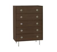 swe ommode vintage décor bois et acier inoxydable 5 tiroirs SHELBY