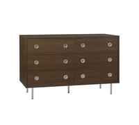 swe ommode Vintage décor Bois et Acier Inoxydable 6 tiroirs Noyer - Shelby