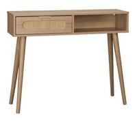 Alice's Home - Console décor Bois et cannage Arrondi Eva. 1 tiroir. 1 Niche. Pieds scandinaves. L 100 x l 29 x H 81cm