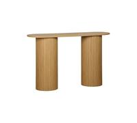 sweeek - Console Ovale scandinave Effet Bois rainuré. Pieds Ronds. Couleur Naturelle. L 120 x P 35 x H 75cm