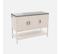 sweeek - Cuisine d'extérieure en Acier Beige 3 Portes.1 étagère L120cm