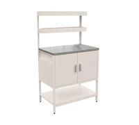 sweeek - Cuisine d'extérieure en Acier Beige avec 2 étagères suspendues et 2 Portes L80cm