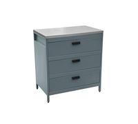 sweeek - Cuisine d'extérieure en Acier Bleu Gris avec 3 tiroirs L80cm