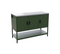 sweeek - Cuisine d'extérieure en Acier Vert 3 Portes.1 étagère L120cm