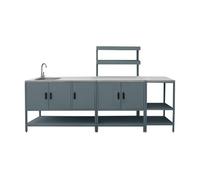 sweeek - Cuisine extérieure 3 modules en Acier Inoxydable Bleu Gris