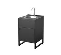 sweeek - Cuisine extérieure Acier évier et 1 Porte L60cm Noir - Kea
