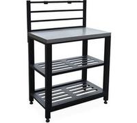 sweeek Cuisine extérieure en acier L80cm avec 2 étagères de rangement Noir G