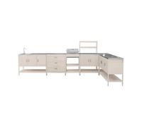 sweeek - Cuisine extérieure Naxos 5 modules avec barbecue au charbon acier inoxydable beige