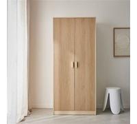 | Dressing armoire 2 portes avec penderie et rangements LINEAR panneaux stratifiés et pied en bois de sapin L 80 x P 48 x H 180cm