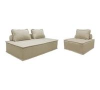 Ensemble chauffeuses DAO pour canapé modulable en tissu capitonné 3 places beige