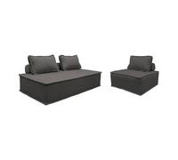 sweeek - Ensemble chauffeuses DAO pour canapé modulable en Tissu capitonné 3 Places Gris foncé