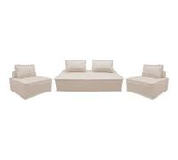 Ensemble chauffeuses DAO pour canapé modulable en tissu capitonné 4 places crème