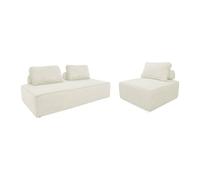 sweeek - Ensemble chauffeuses Lao pour canapé modulable en Velours côtelé 3 Places crème