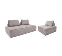 sweeek - Ensemble chauffeuses Lao pour canapé modulable en Velours côtelé 3 Places Gris Clair