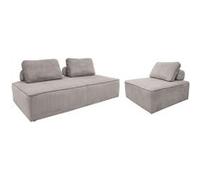 sweeek - Ensemble chauffeuses Lao pour canapé modulable en Velours côtelé 3 Places Gris Clair