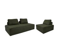 sweeek - Ensemble chauffeuses Lao pour canapé modulable en Velours côtelé 3 Places Vert foncé